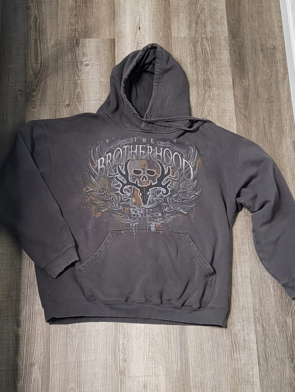 Michael Waddell Bone Collector The Brotherhood Skull Graphic Hoodie Men's Size L
